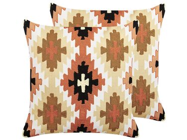 Dekokissen 2er Set SERAMPORE Baumwolle 50 x 50 cm Bunt Geometrisches Muster