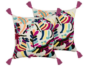 Dekokissen 2er Set RAIGANJ Baumwolle 50 x 50 cm Bunt Abstraktes Muster