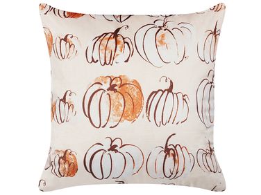 Dekokissen CUCURBITA Samtstoff 45 x 45 cm Beige Pflanzenmuster