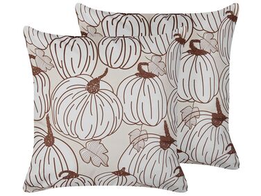 Dekokissen 2er Set GOURD Samtstoff 45 x 45 cm Beige Pflanzenmuster