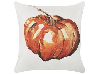 Dekokissen CURBITA Samtstoff 45 x 45 cm Beige Pflanzenmuster