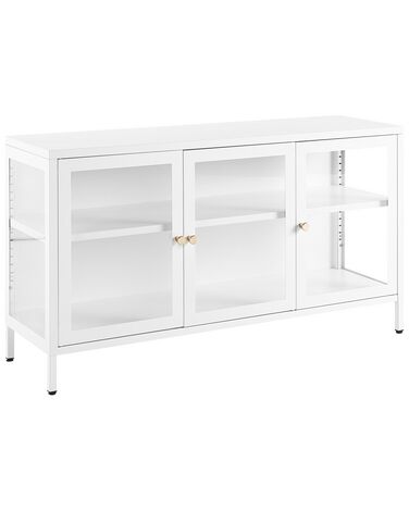 Glass Display Sideboard NEWPORT Metal 115 cm White