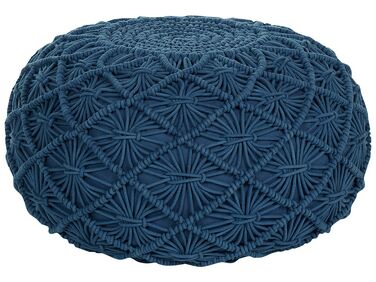 Pouffe Macramé BERKANE Cotton Navy Blue