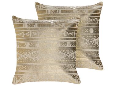 Dekokissen 2er Set OUJDA Baumwolle 50 x 50 cm Gold Geometrisches Muster