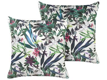Dekokissen 2er Set GASTERIA Samtstoff 45 x 45 cm Grün Pflanzenmuster