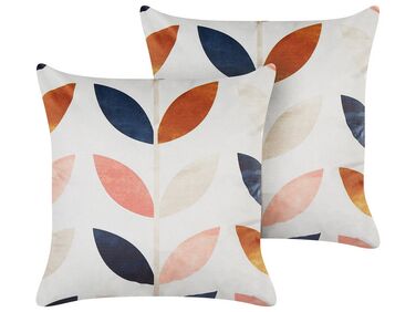 Dekokissen 2er Set QUINOA Samtstoff 45 x 45 cm Bunt Pflanzenmuster