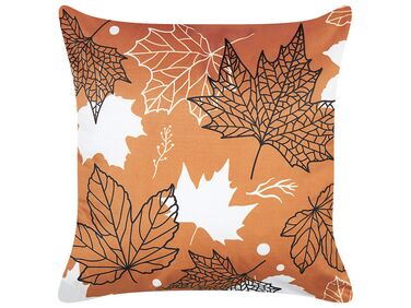 Dekokissen POINSETTIA Samtstoff 45 x 45 cm Orange Pflanzenmuster