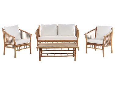 Garden Lounge Set with Table 4 Seater MAGGIORE Light Brown Bamboo