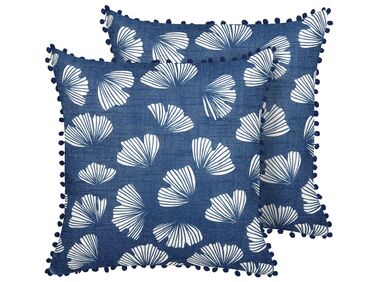 Dekokissen 2er Set DANDELION 45 x 45 cm Dunkelblau Pflanzenmuster