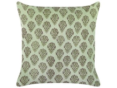 Dekokissen RUNGIA Samtstoff 45 x 45 cm Grün Blumenmuster