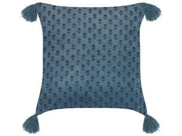 Dekokissen RIBES Samtstoff 45 x 45 cm Dunkelblau Blumenmuster