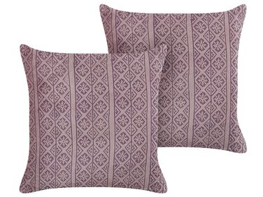 Dekokissen 2er Set SILYBUM Samtstoff 45 x 45 cm Rosa Geometrisches Muster