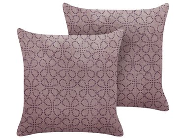Dekokissen 2er Set LARKSPUR Samtstoff 45 x 45 cm Rosa Geometrisches Muster