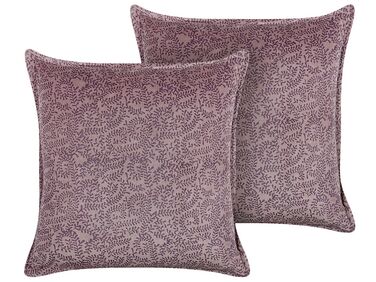 Dekokissen 2er Set KALMIA Samtstoff 45 x 45 cm Rosa Blumenmuster