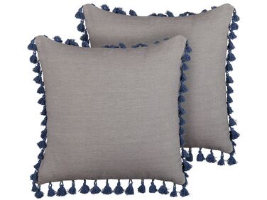 Dekokissen 2er Set CARPINUS Leinen 45 x 45 cm Grau Ohne Muster