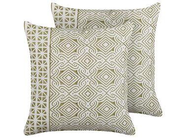 Dekokissen 2er Set LARICS Baumwolle 45 x 45 cm Grün Orientalisches Muster