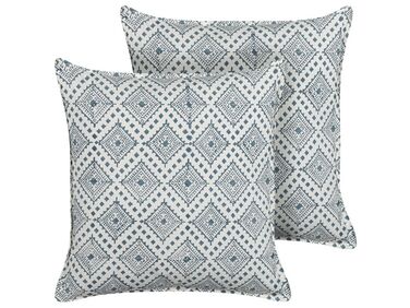 Dekokissen 2er Set CORDATA Baumwolle 45 x 45 cm Blau Orientalisches Muster