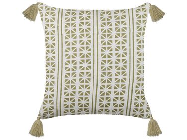 Throw Cushion SYRINGA Cotton 45 x 45 cm Green Geometric Pattern