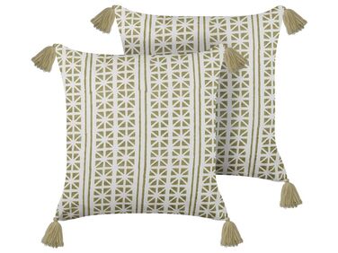 Dekokissen 2er Set SYRINGA Baumwolle 45 x 45 cm Grün Geometrisches Muster
