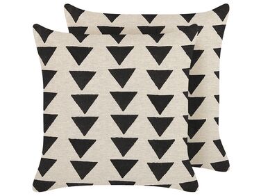 Dekokissen 2er Set CERCIS Baumwolle 45 x 45 cm Beige Geometrisches Muster
