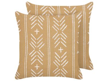 Dekokissen 2er Set BANYAN Baumwolle 45 x 45 cm Sandbeige Geometrisches Muster