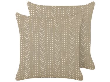 Dekokissen 2er Set SENECIO Baumwolle 45 x 45 cm Beige Geometrisches Muster