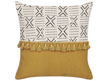 Throw Cushion WOODI Cotton 45 x 45 cm Yellow Geometric Pattern