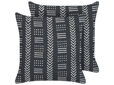 Dekokissen 2er Set BENZOIN Baumwolle 45 x 45 cm Schwarz Geometrisches Muster