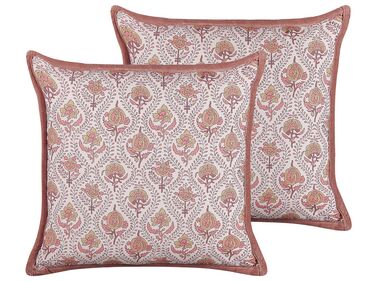 Dekokissen 2er Set PICEA Samtstoff 45 x 45 cm Rot Blumenmuster
