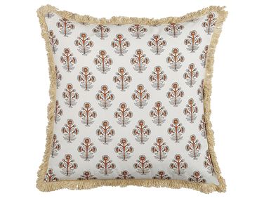 Throw Cushion OMORIKA Cotton 45 x 45 cm White Floral Pattern