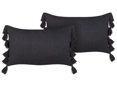 Dekokissen 2er Set LYTHRUM Baumwolle 45 x 45 cm Dunkelgrau Ohne Muster