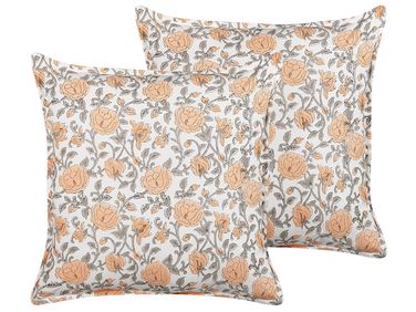 Dekokissen 2er Set MEADIA Baumwolle 45 x 45 cm Rot Blumenmuster