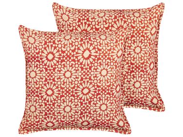 Dekokissen 2er Set CEIBA Baumwolle 45 x 45 cm Rot Geometrisches Muster