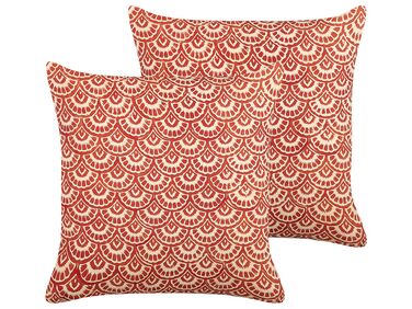 Dekokissen 2er Set RHUS Baumwolle 45 x 45 cm Rot Geometrisches Muster