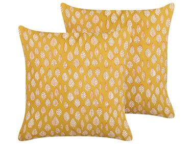 Dekokissen 2er Set GINNALA Baumwolle 45 x 45 cm Gelb Pflanzenmuster