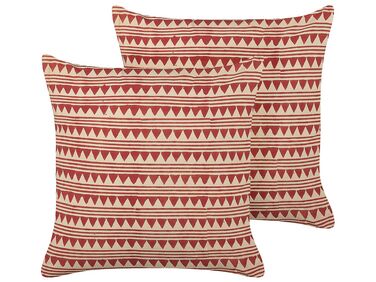 Dekokissen 2er Set DEGLUPTA Baumwolle 45 x 45 cm Rot ZickZack-Muster