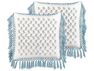 Dekokissen 2er Set PALLIDA Baumwolle 45 x 45 cm Blau Blumenmuster