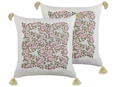Dekokissen 2er Set CARISSA Baumwolle 45 x 45 cm Bunt Blumenmuster