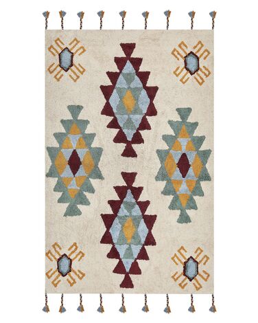 Rug DUZCE Beige 140 x 200 cm Cotton