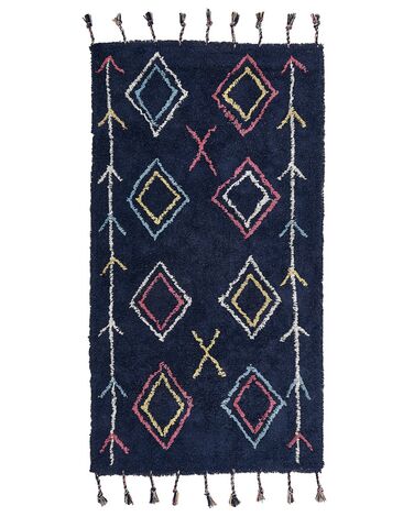 Rug CORUM Black 80 x 150 cm Cotton