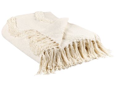 Blanket KHARI Cotton 125 x 150 cm Light Beige