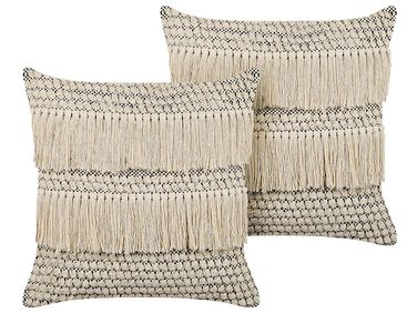 Dekokissen 2er Set IRESINE Baumwolle 45 x 45 cm Beige Geometrisches Muster