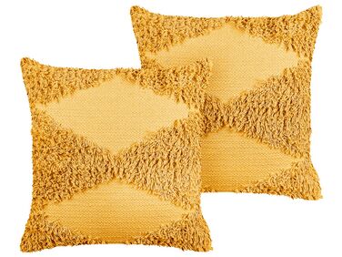 Dekokissen 2er Set RHOEO Baumwolle 45 x 45 cm Gelb Geometrisches Muster
