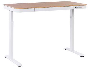 Electric Adjustable Standing Desk KENLY Brown/ White 120 cm 60 cm with USB Port