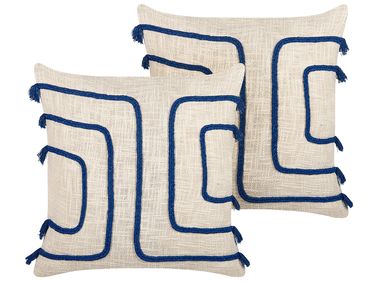 Dekokissen 2er Set PLEIONE Baumwolle 45 x 45 cm Marineblau Geometrisches Muster