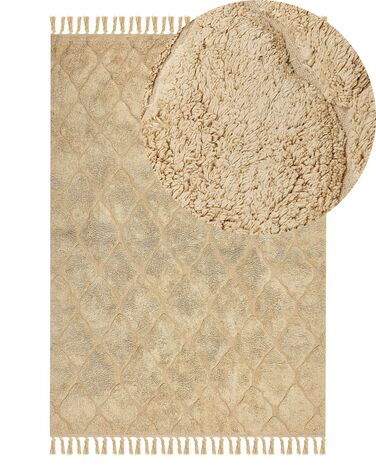 Rug SANLIURFA Sand Beige 140 x 200 cm Cotton
