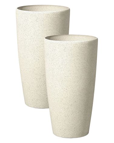 Set mit 2 Blumentöpfen ABDERA 23 cm Hellbeige