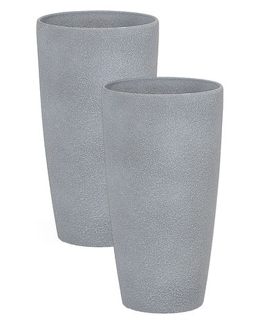 Set mit 2 Blumentöpfen ABDERA 23 cm Grau