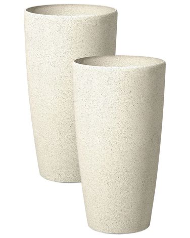 Set mit 2 Blumentöpfen ABDERA 31 cm Hellbeige