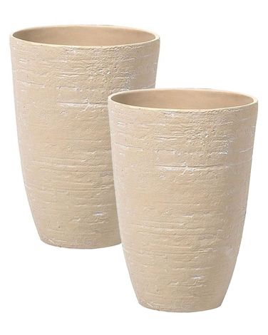 Set mit 2 Blumentöpfen CAMIA 35 cm Beige